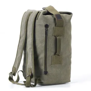 Upgrade Zipper Pockets Outdoor Travel Man Canvas Double Shoulder Backpack Student Schoolbag, Specification: Large Green