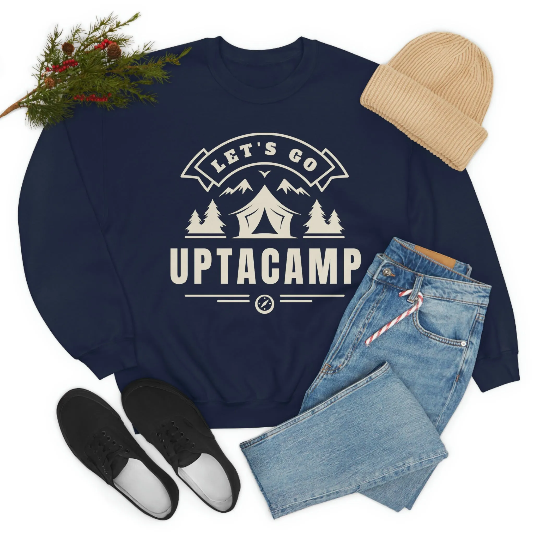 Uptacamp Heavy Crewneck Sweatshirt - Perfect Gift for Hiking, Backpacking, Camping or Just Being Outdoors