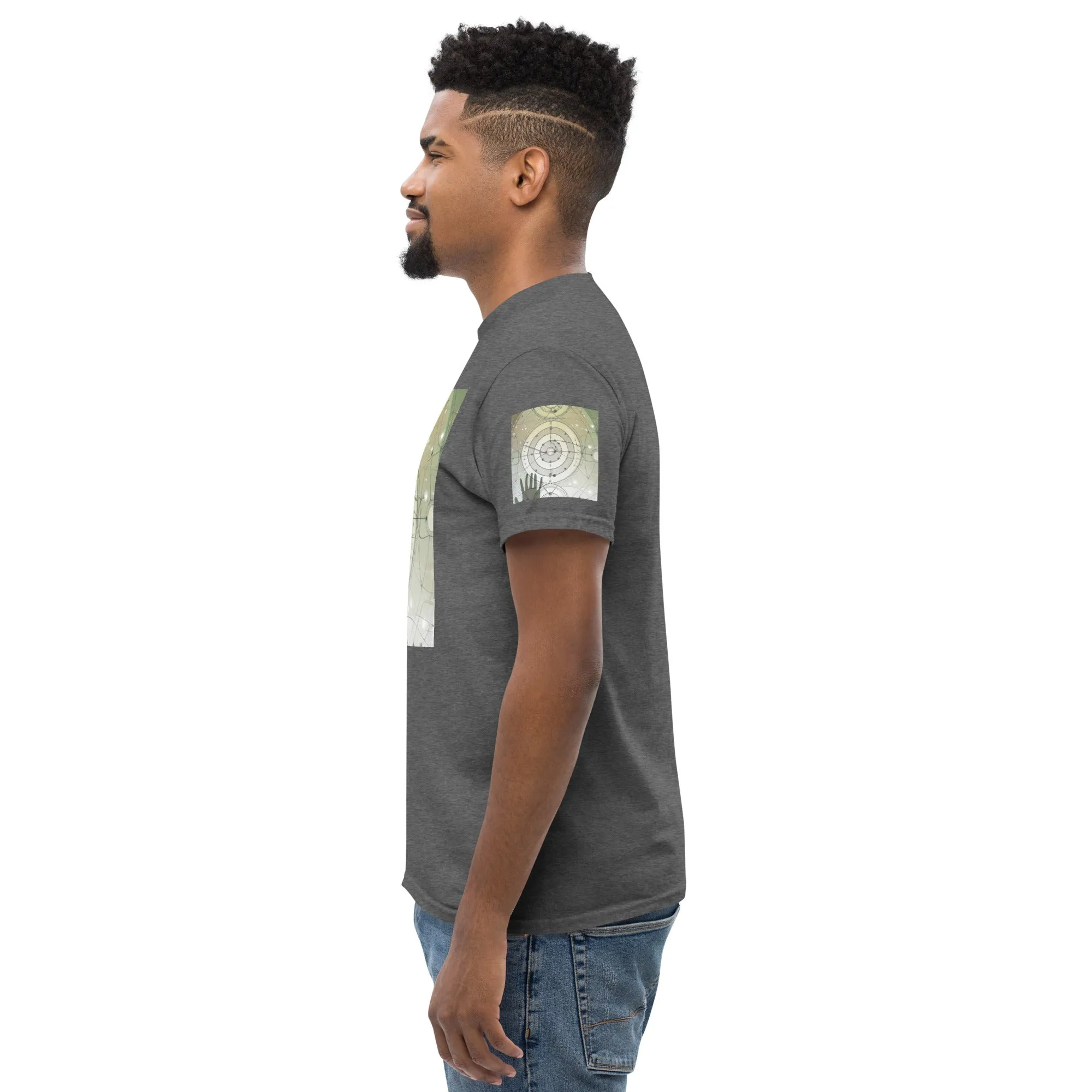 Urban Elegance: Men's Classic Tee with Abstract Balance Print