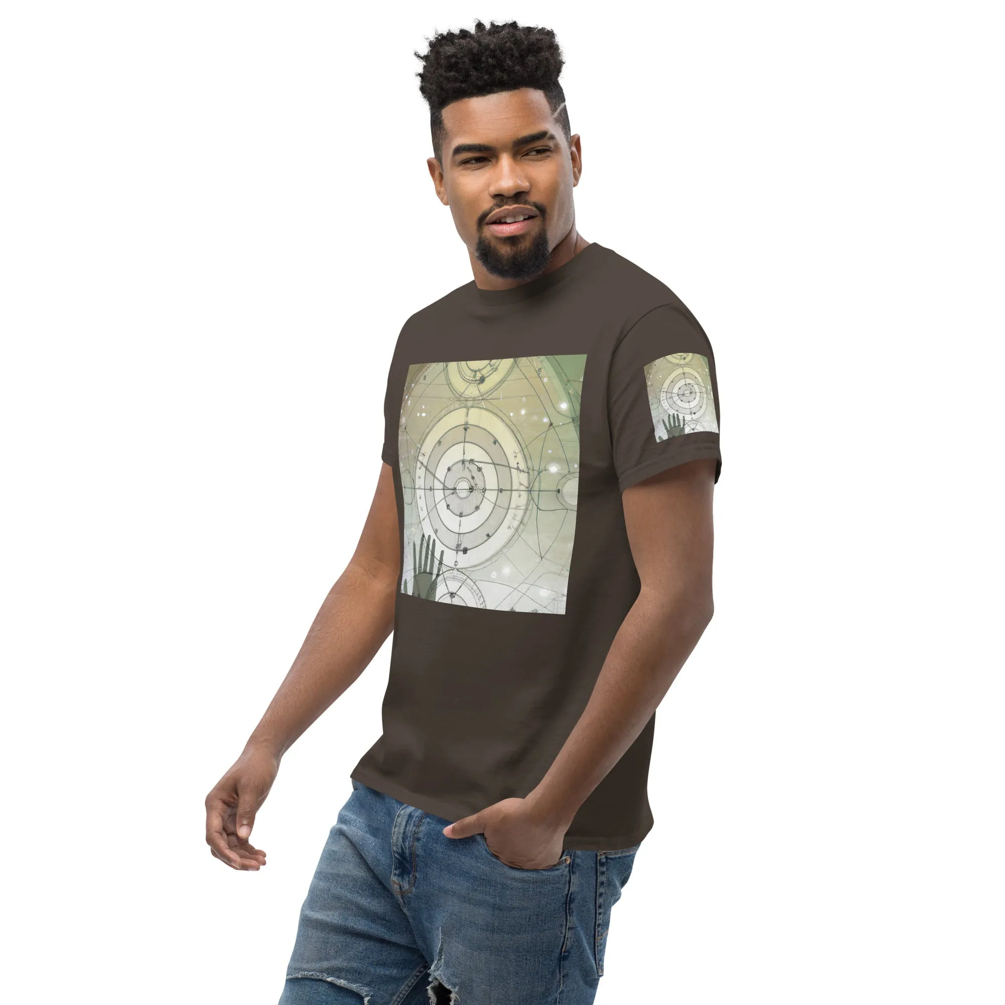 Urban Elegance: Men's Classic Tee with Abstract Balance Print