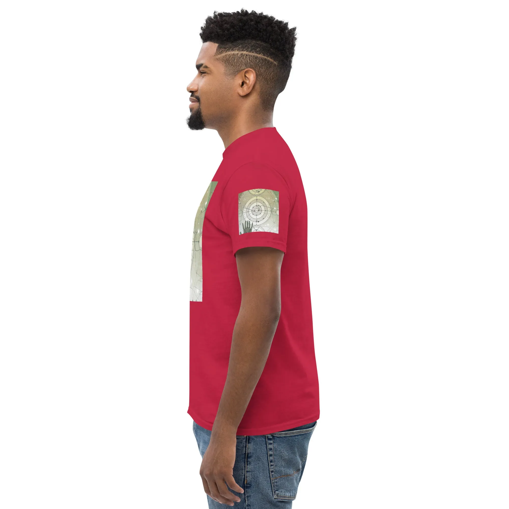 Urban Elegance: Men's Classic Tee with Abstract Balance Print