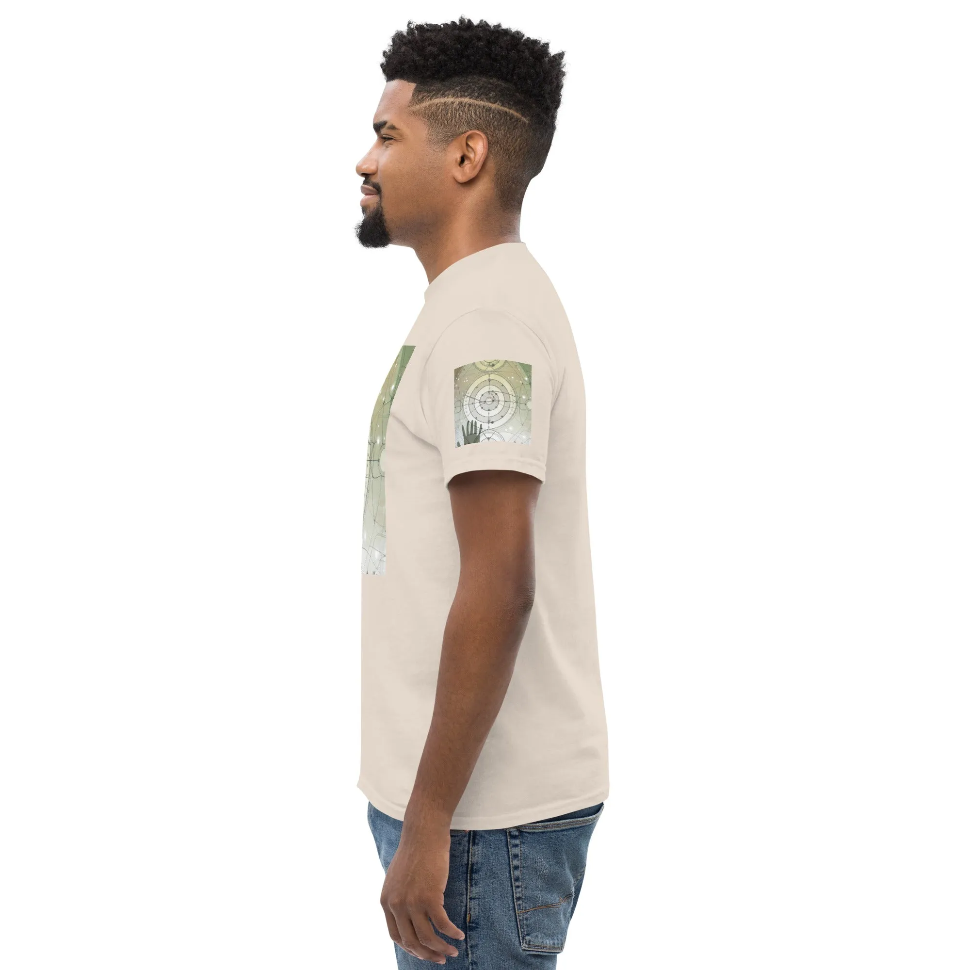 Urban Elegance: Men's Classic Tee with Abstract Balance Print