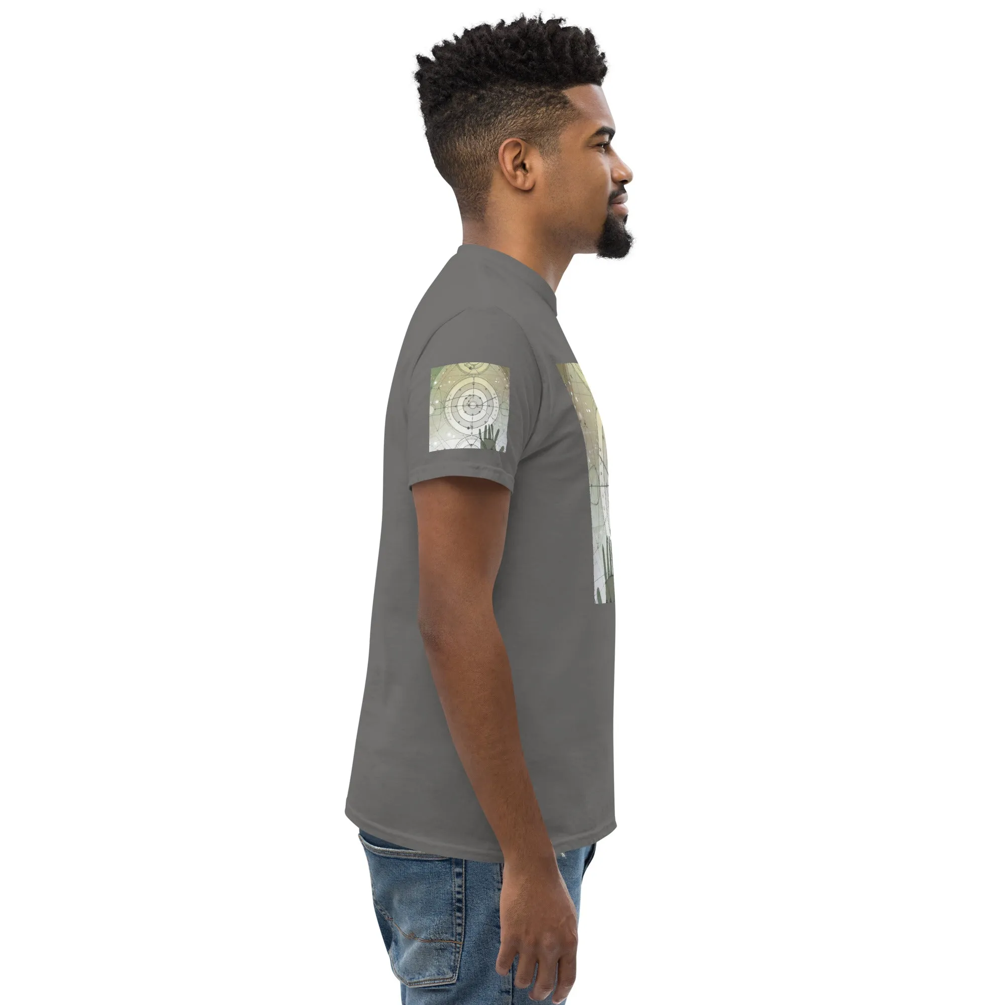 Urban Elegance: Men's Classic Tee with Abstract Balance Print