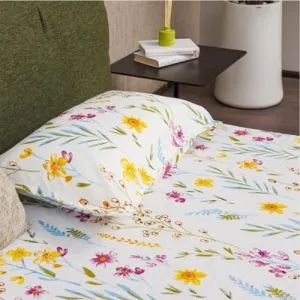 Urban Space Serene 100% Cotton 200 TC Printed Bedsheet for Single Bed with 1 Pillow Cover (Size 58 x 90 inches, France - Yellow)