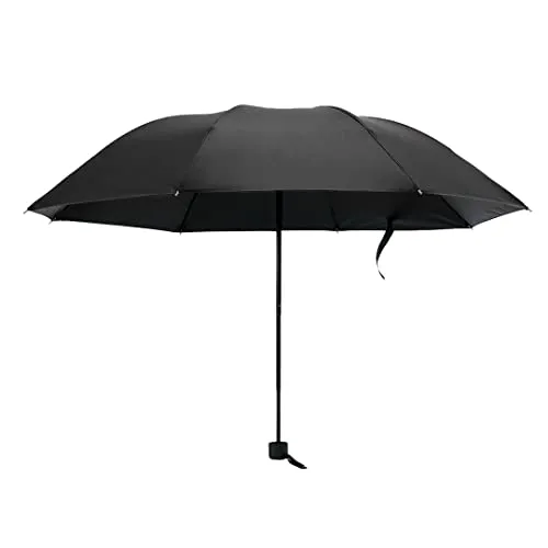 Urbane Home 3 Fold Manual Umbrella | Windproof, Sunproof & Rainproof | With Polyester Canopy, Sturdy Steel Shaft & Wrist Straps | Easy to Hold & Carry | Umbrella for Women, Men & Kids |Black