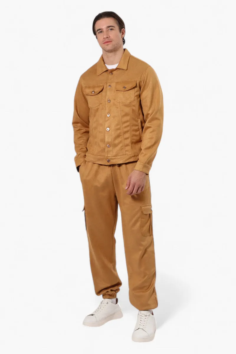 Urbanology Button Up Suede Trucker Lightweight Jacket - Caramel