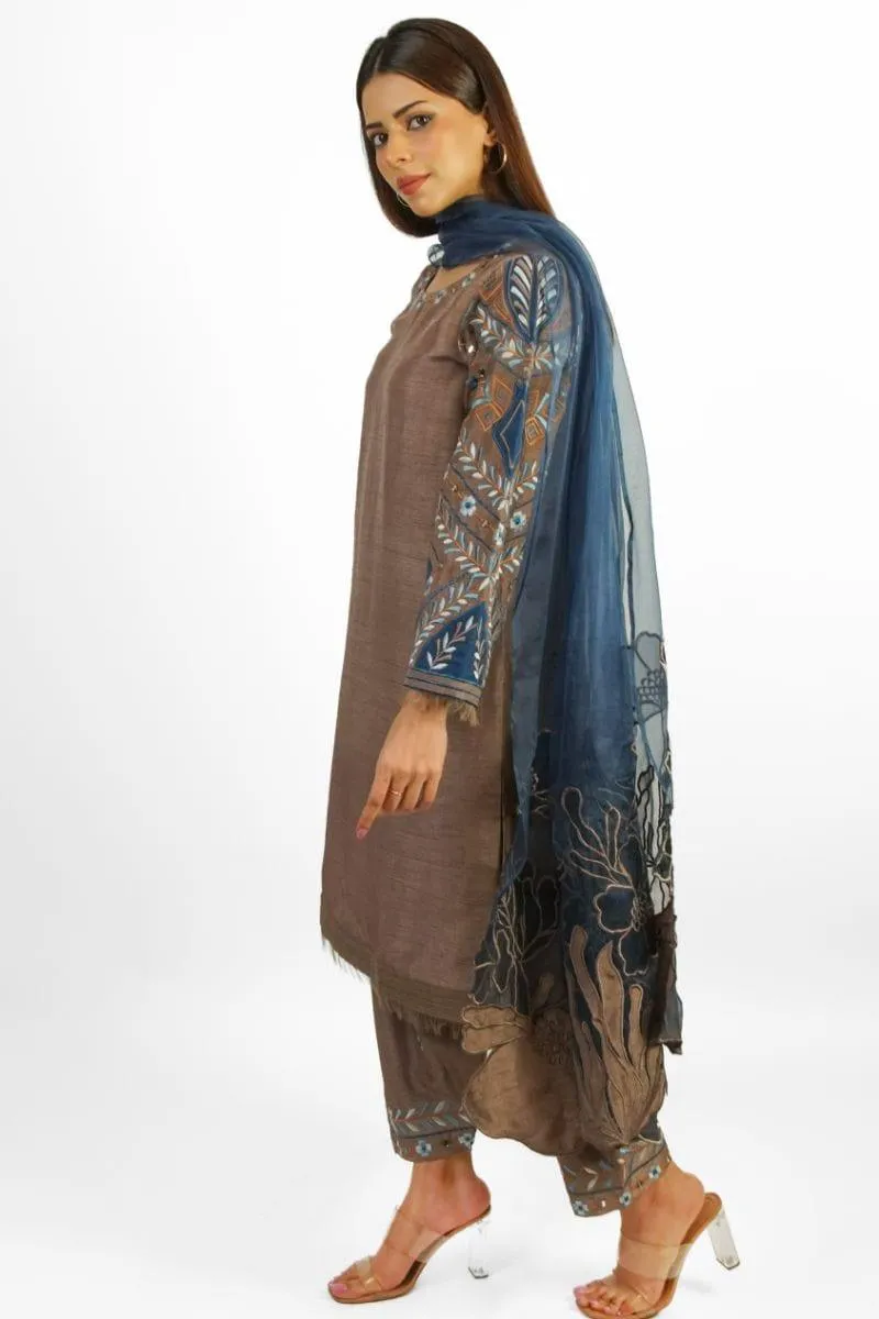 Urooj Atelier - Article 02 - Brown  - 3 Piece