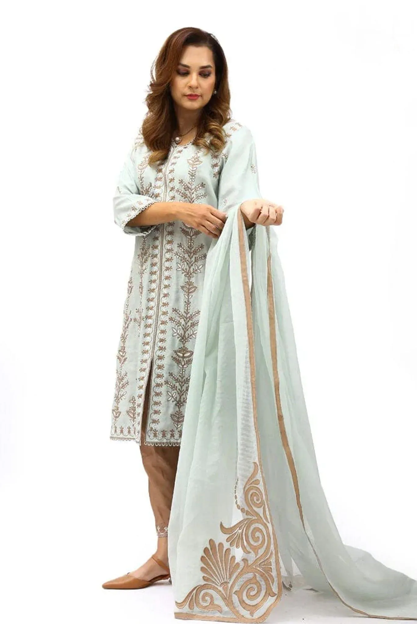 Urooj Atelier-Crisp Mint-3 piece - EE 004