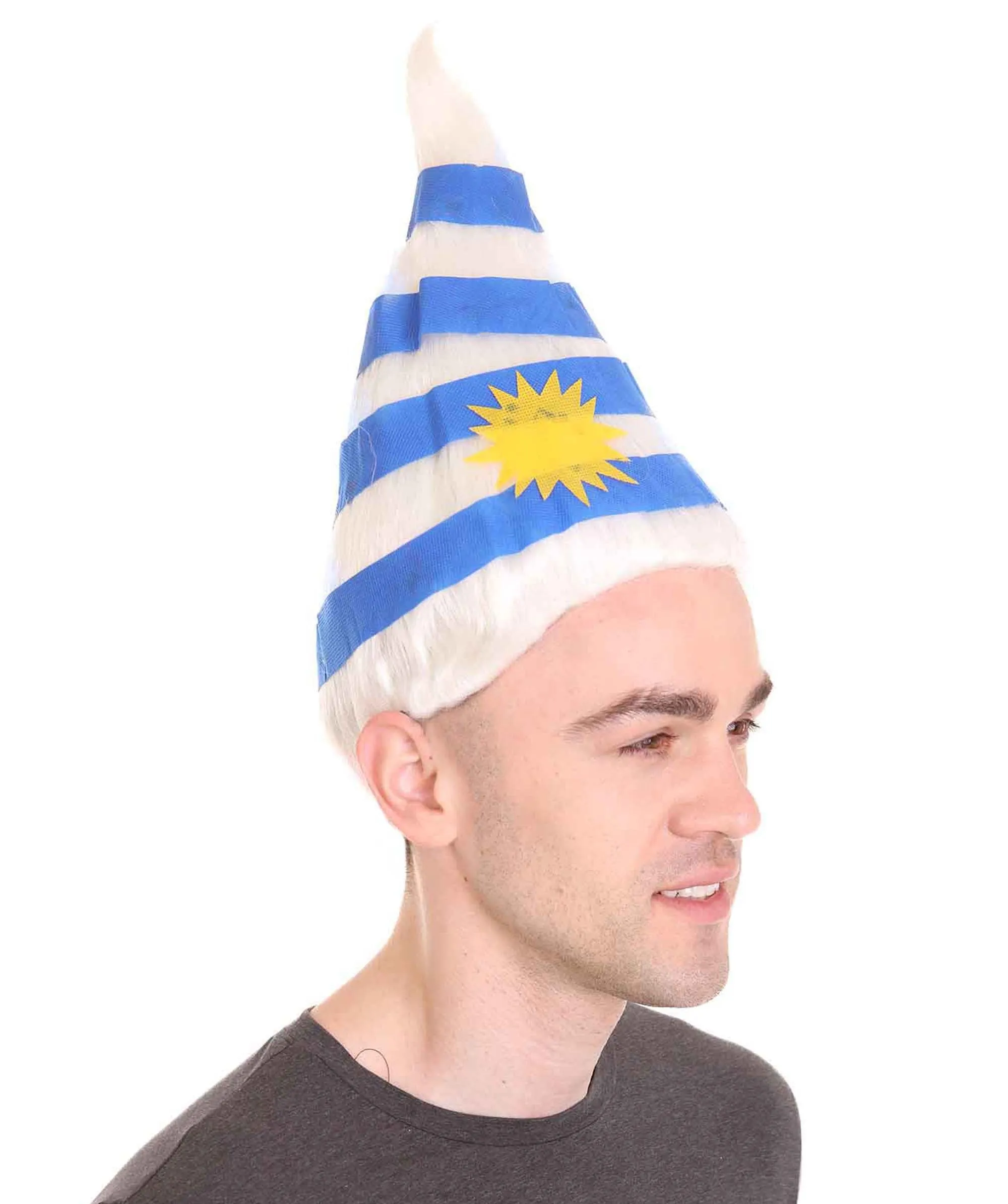 Uruguay Flag Sport Troll Wig | Blue White Latin Wig | Premium Breathable Capless Cap