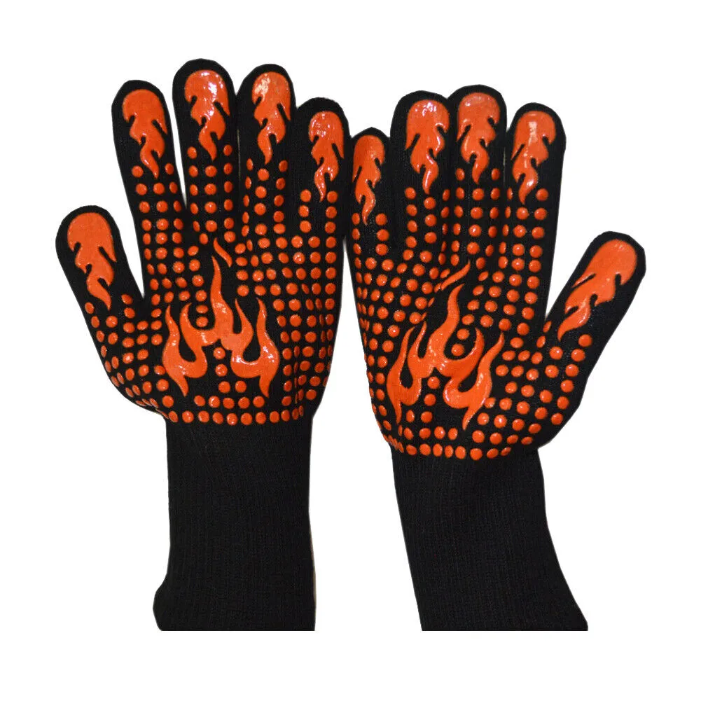 US 1-2 Pair 1472℉ Extreme Heat Resistant Cook Oven Glove Silicone Grill BBQ Mitt