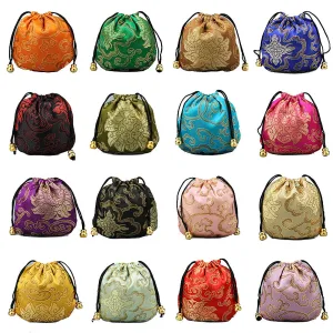 US 16~32 Silk Brocade Jewelry Pouch Bag Drawstring Coin Purse Gift Bag Value Set