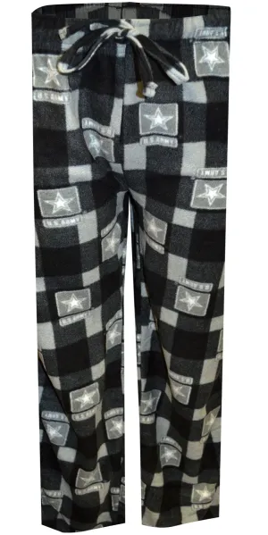 US Army Black and Gray Plaid Fleece Lounge Pant