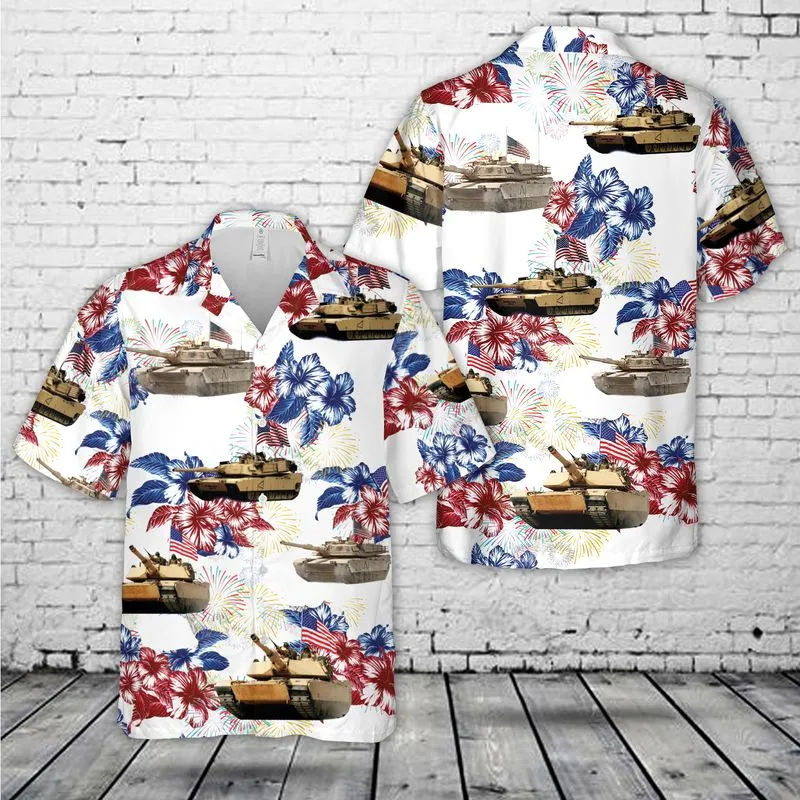 US Army M1A1 Abrams Tank July 4th Hawaiian Shirt