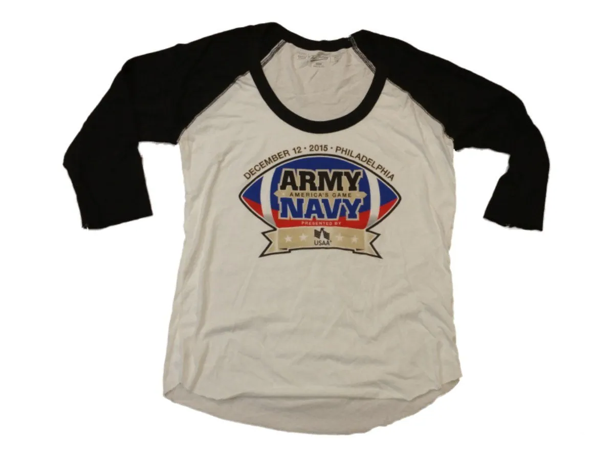 US Army vs US Navy 2015 America's Game WOMENS White LS Scoop Neck T-Shirt (M)