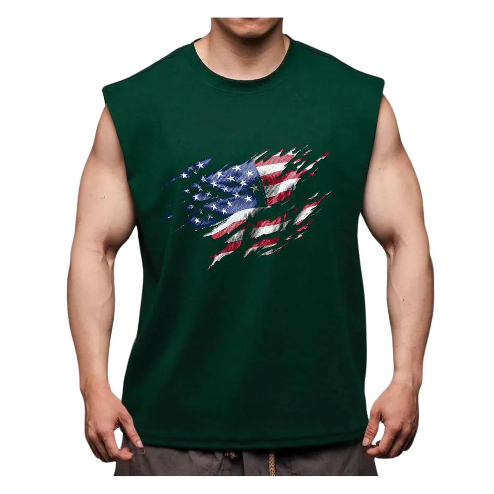 USA FLAG COTTON MOISTURE WICKING TANK TOP