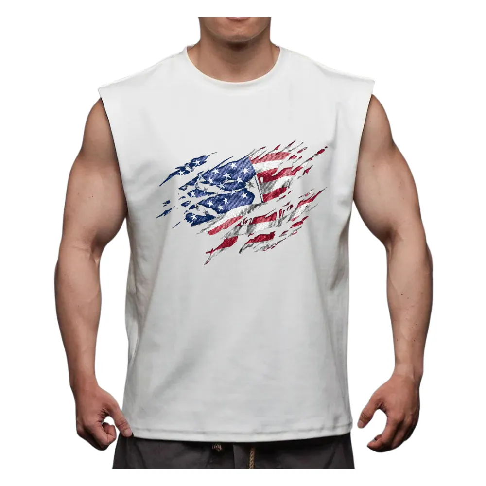 USA FLAG COTTON MOISTURE WICKING TANK TOP