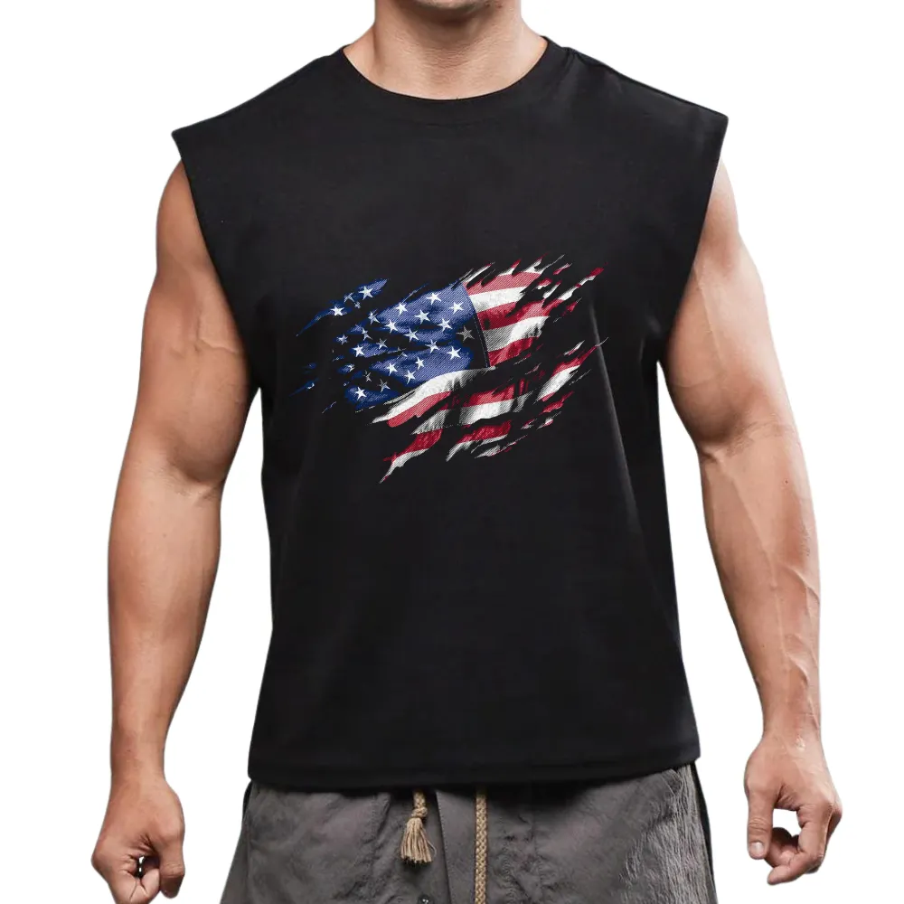 USA FLAG COTTON MOISTURE WICKING TANK TOP