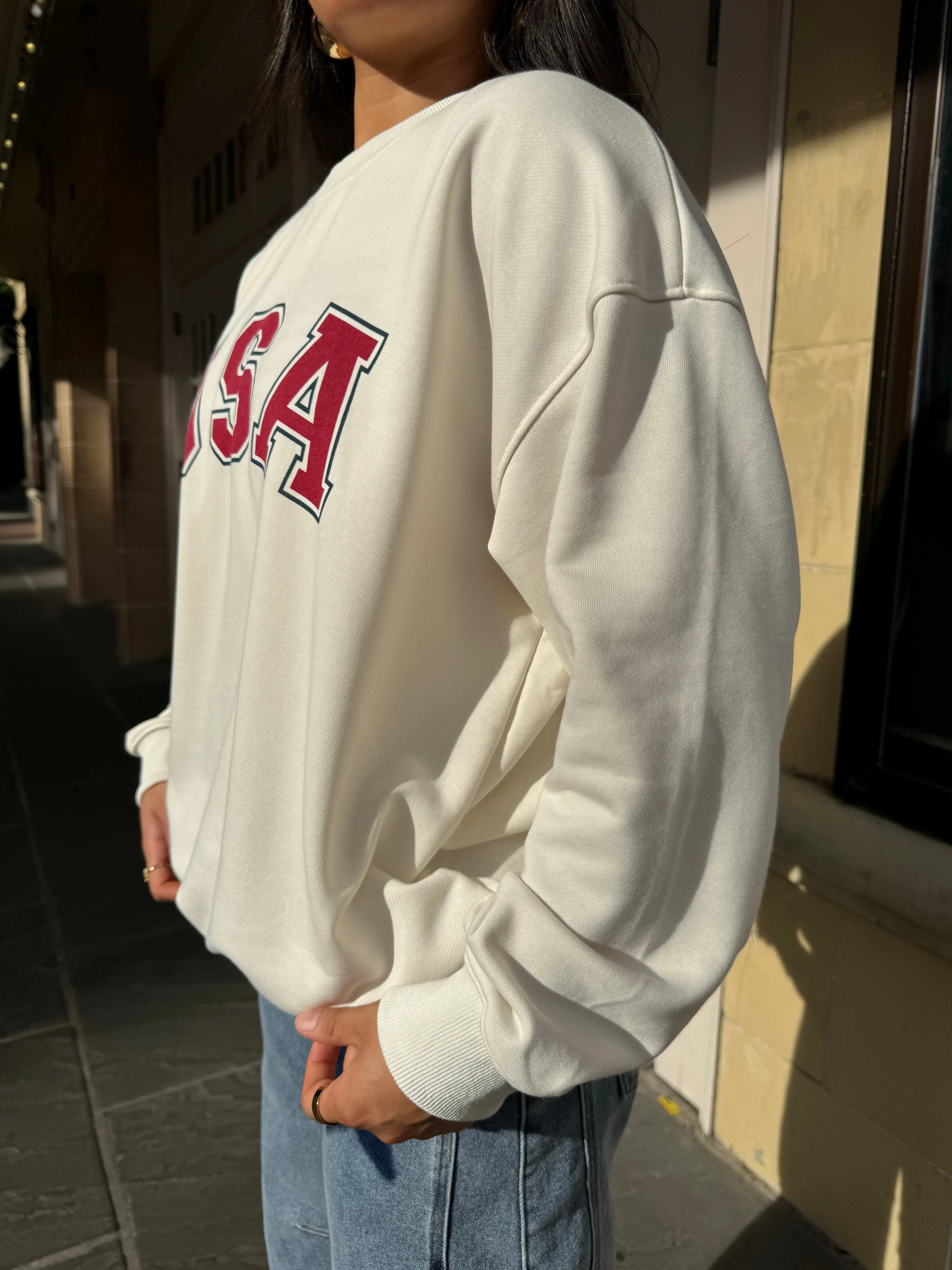 USA Ivory Oversized Sweatshirt