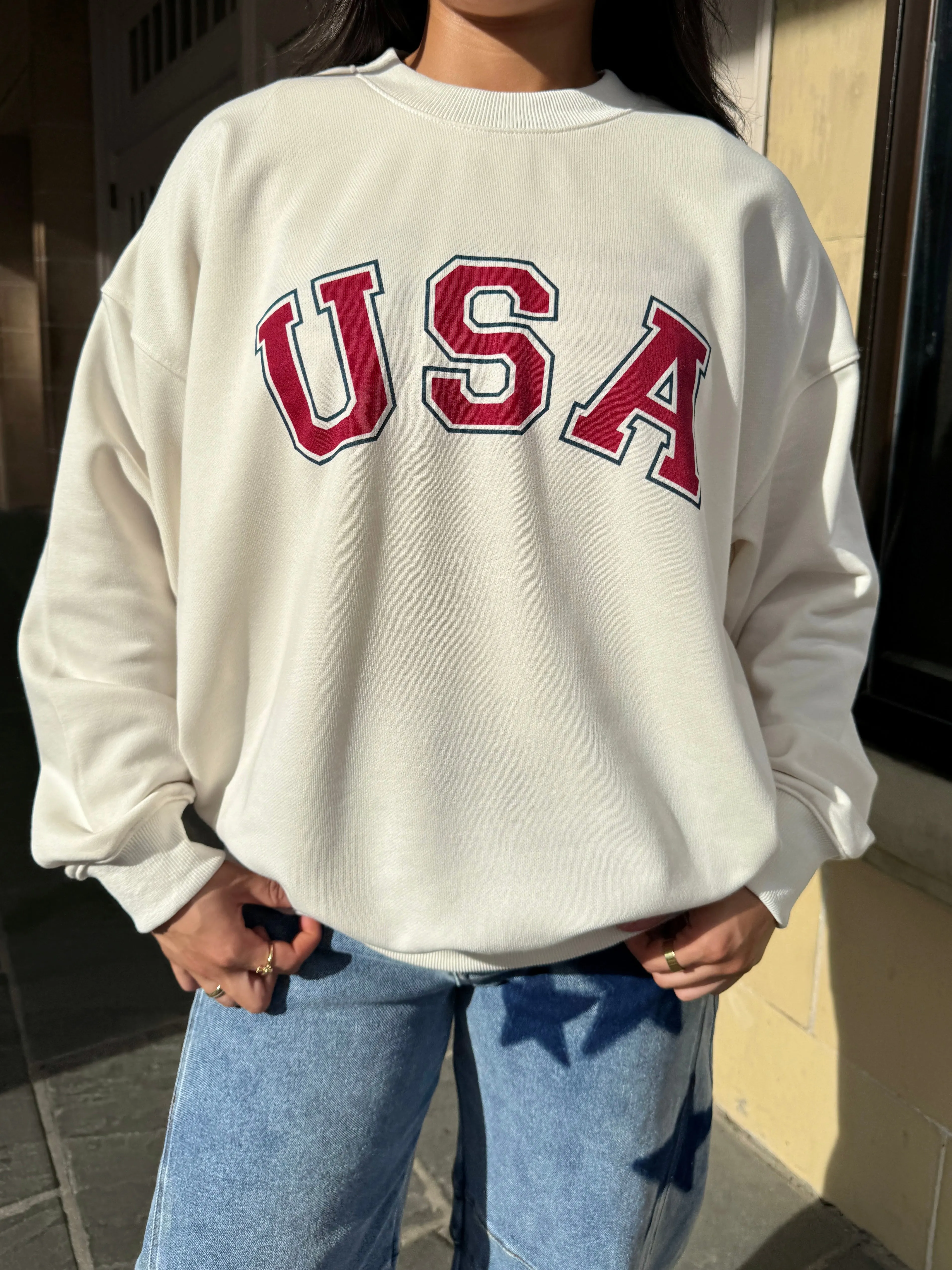 USA Ivory Oversized Sweatshirt