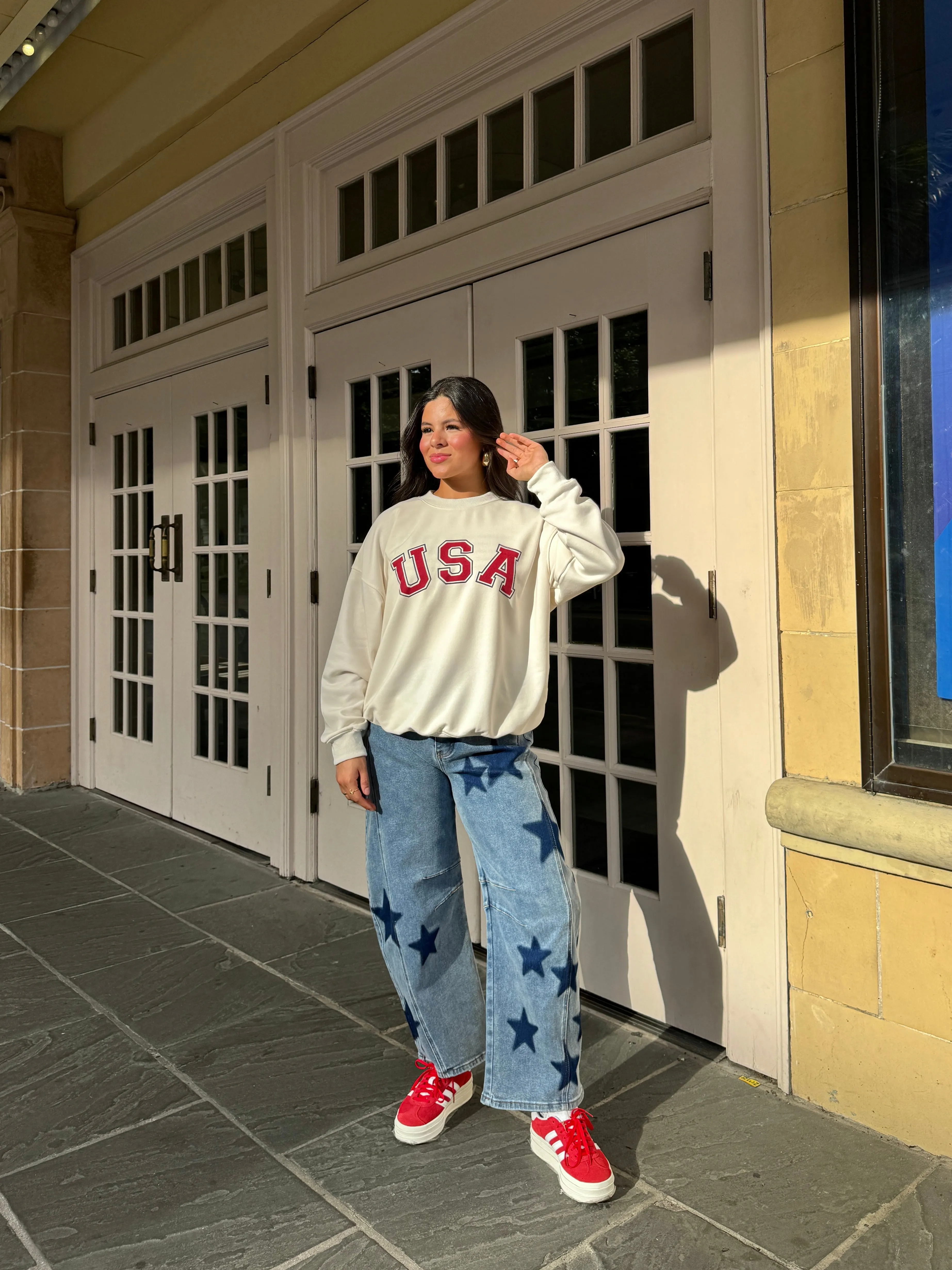 USA Ivory Oversized Sweatshirt