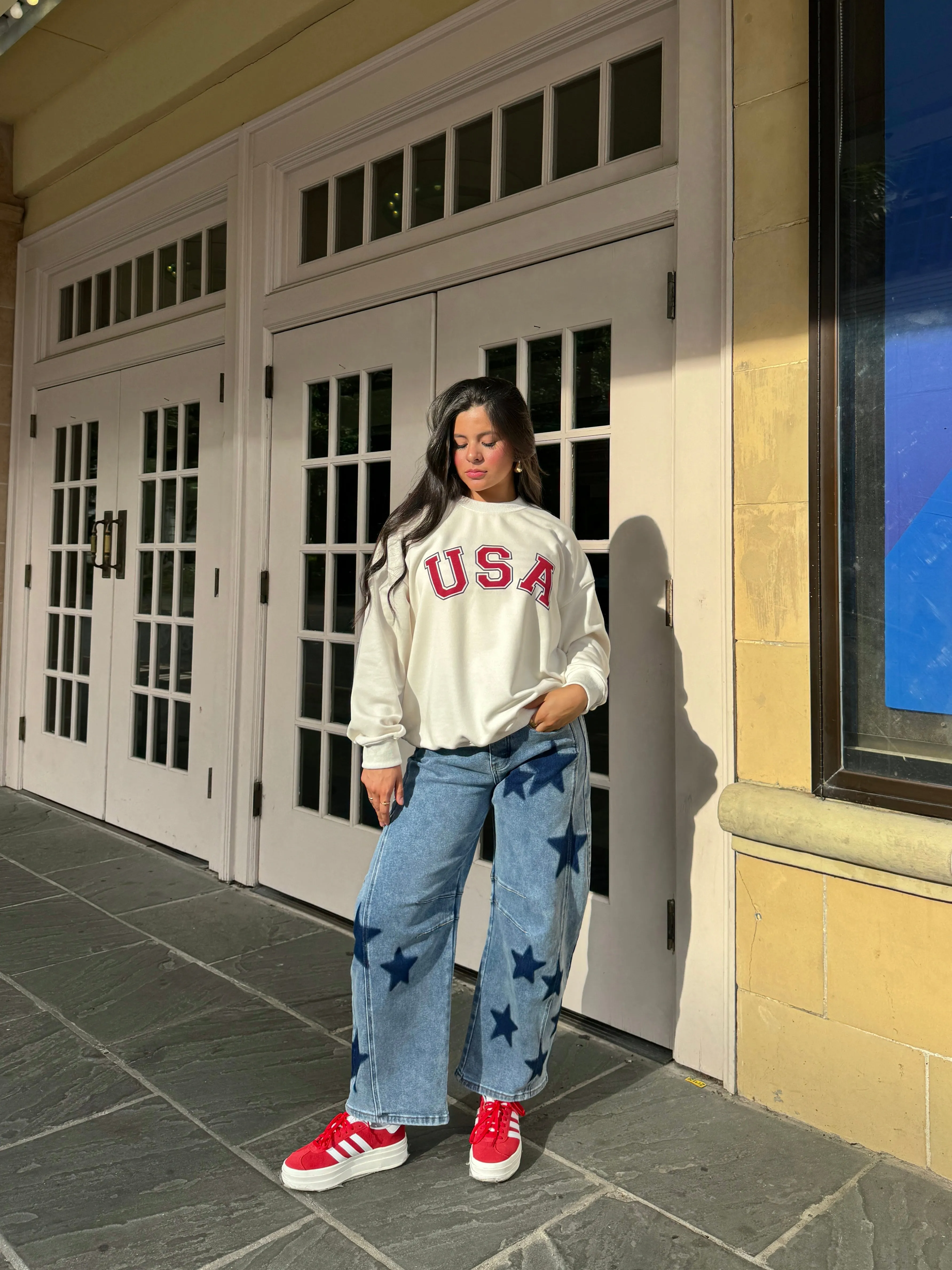 USA Ivory Oversized Sweatshirt