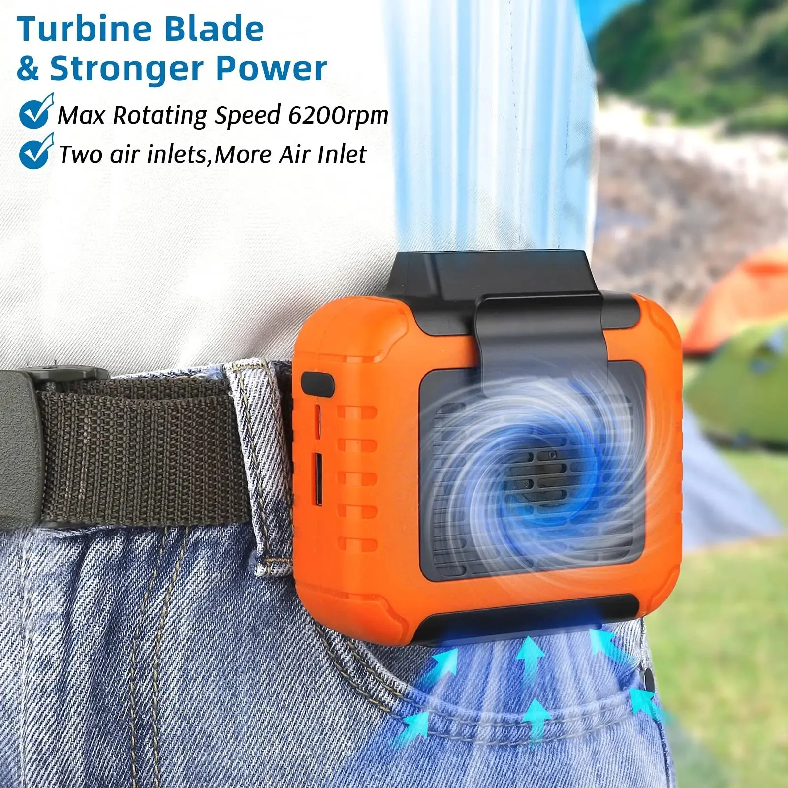 USB Rechargeable Portable Waist Clip Air Conditioner Fan