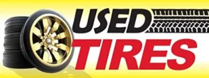 Used Tires (Tracks) Vinyl Banner Sign