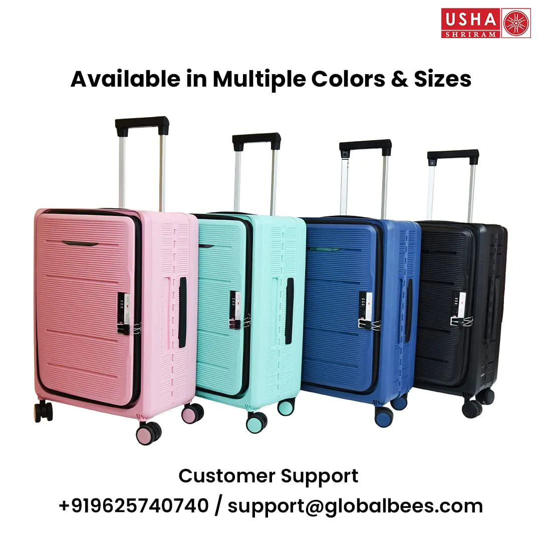 USHA SHRIRAM Cabin Bag (20 inch - 55cm) Collapsible Luggage Bag | Polypropylene Shell | Light Mint | Suitcase for Travel | 360 Degree Wheel & Lock | Foldable Trolley Bag for Travel