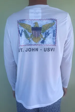 USVI Flag St John Patch UPF50 Shirt - White