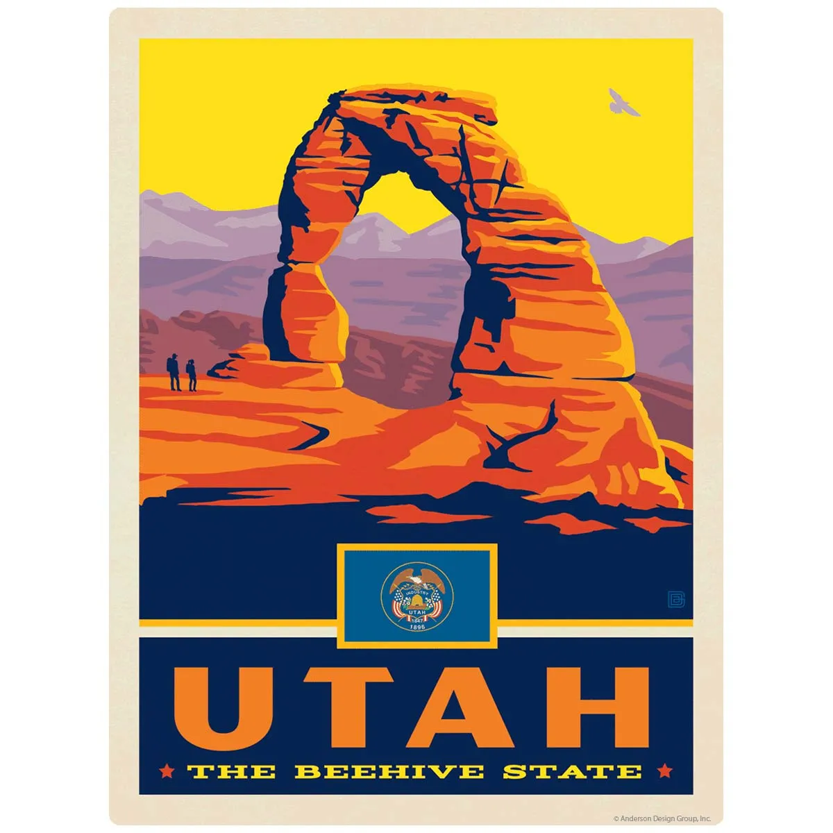 Utah Beehive State Delicate Arch Vinyl Sticker