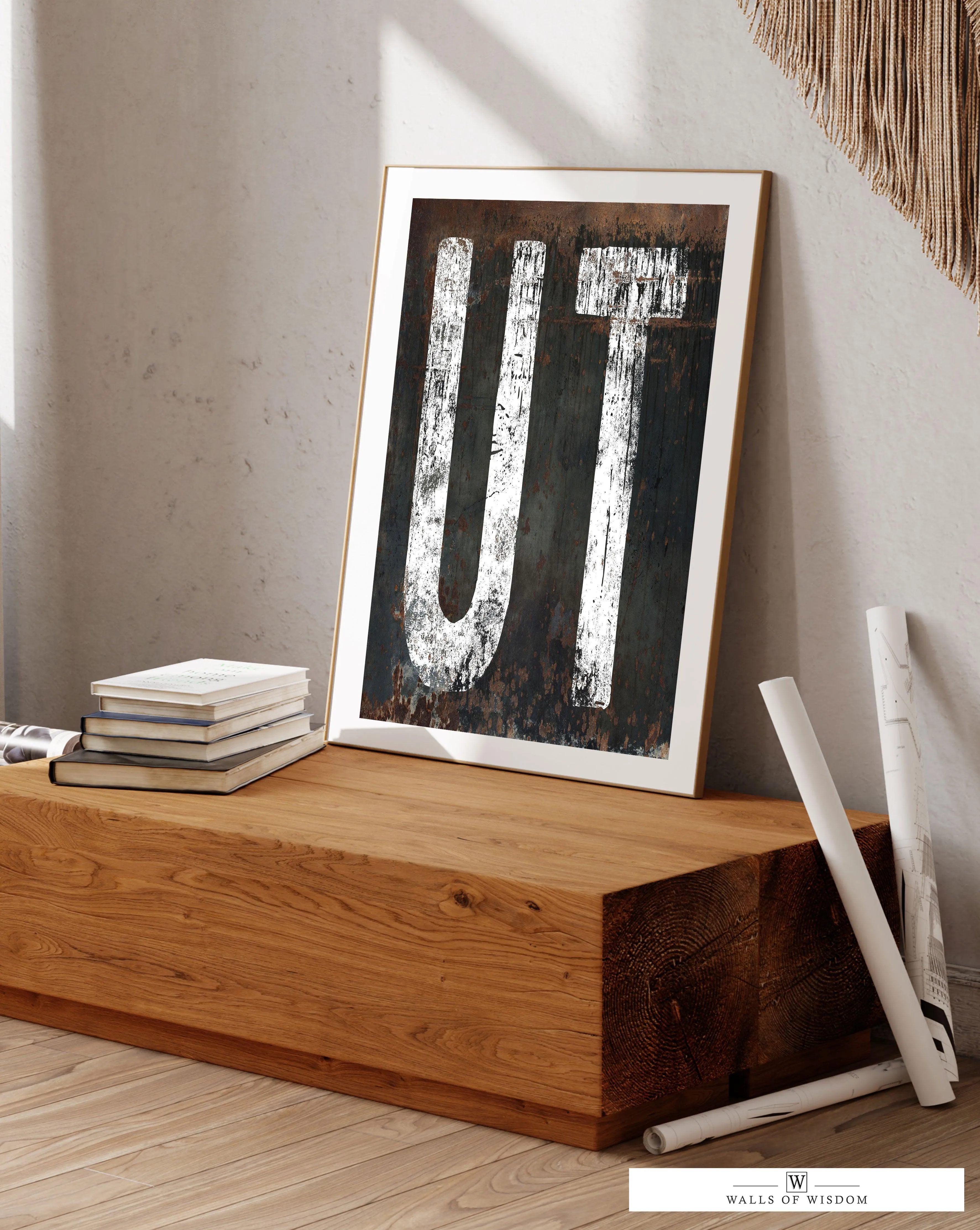 Utah Home State Western Typography Poster Print - UT State Sign Rustic Vintage Print Wall Art