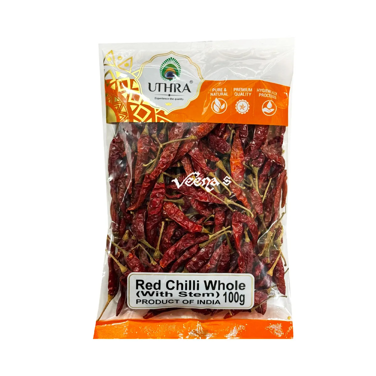 Uthra Red Chilli Whole (With Stem) 100g