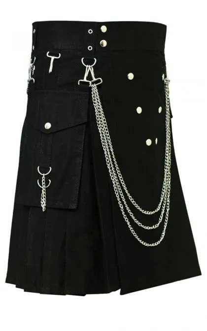 UTILITY CARGO KILT WITH SILVER CHAINS