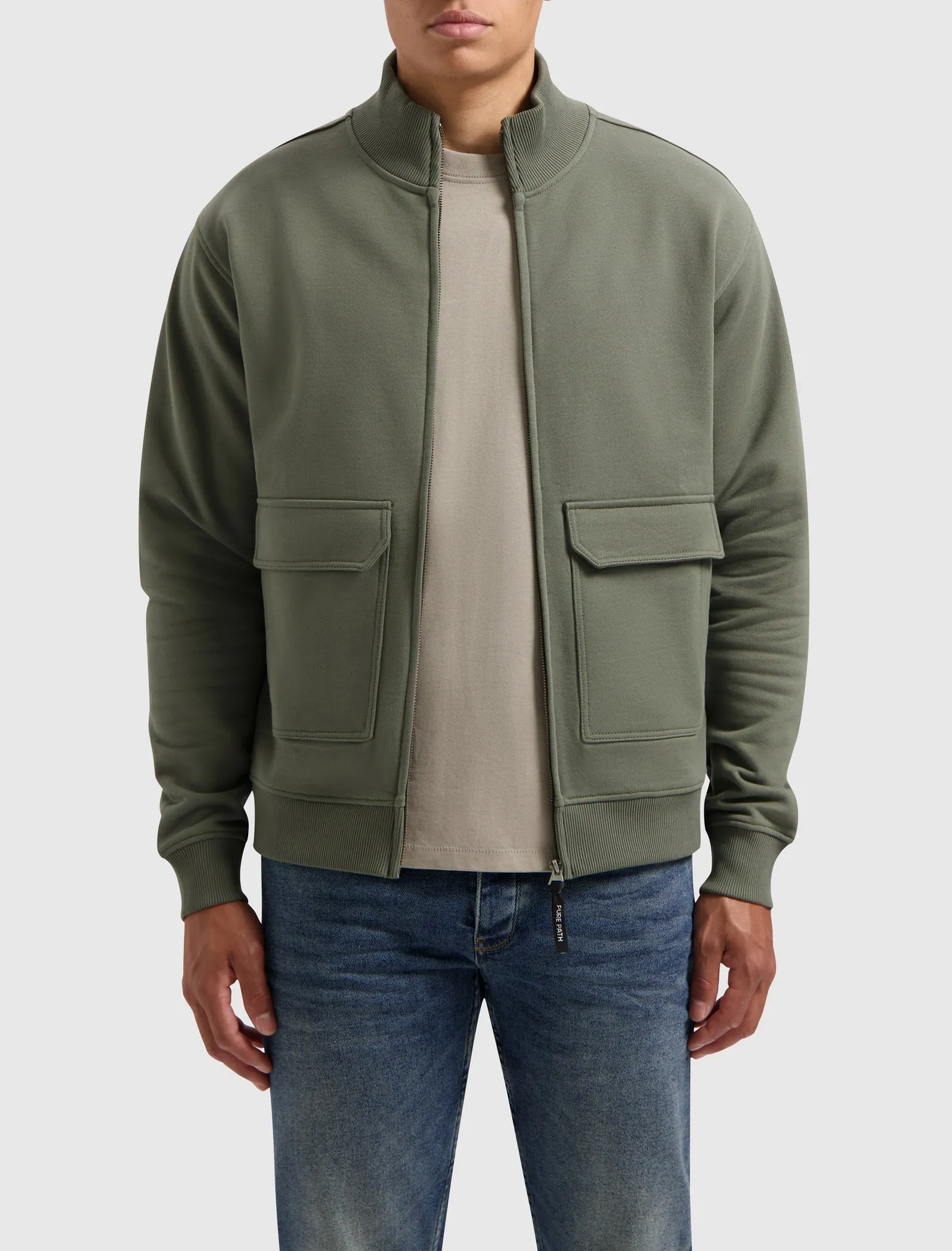 Utility Zip-Up Sweater | Army Green