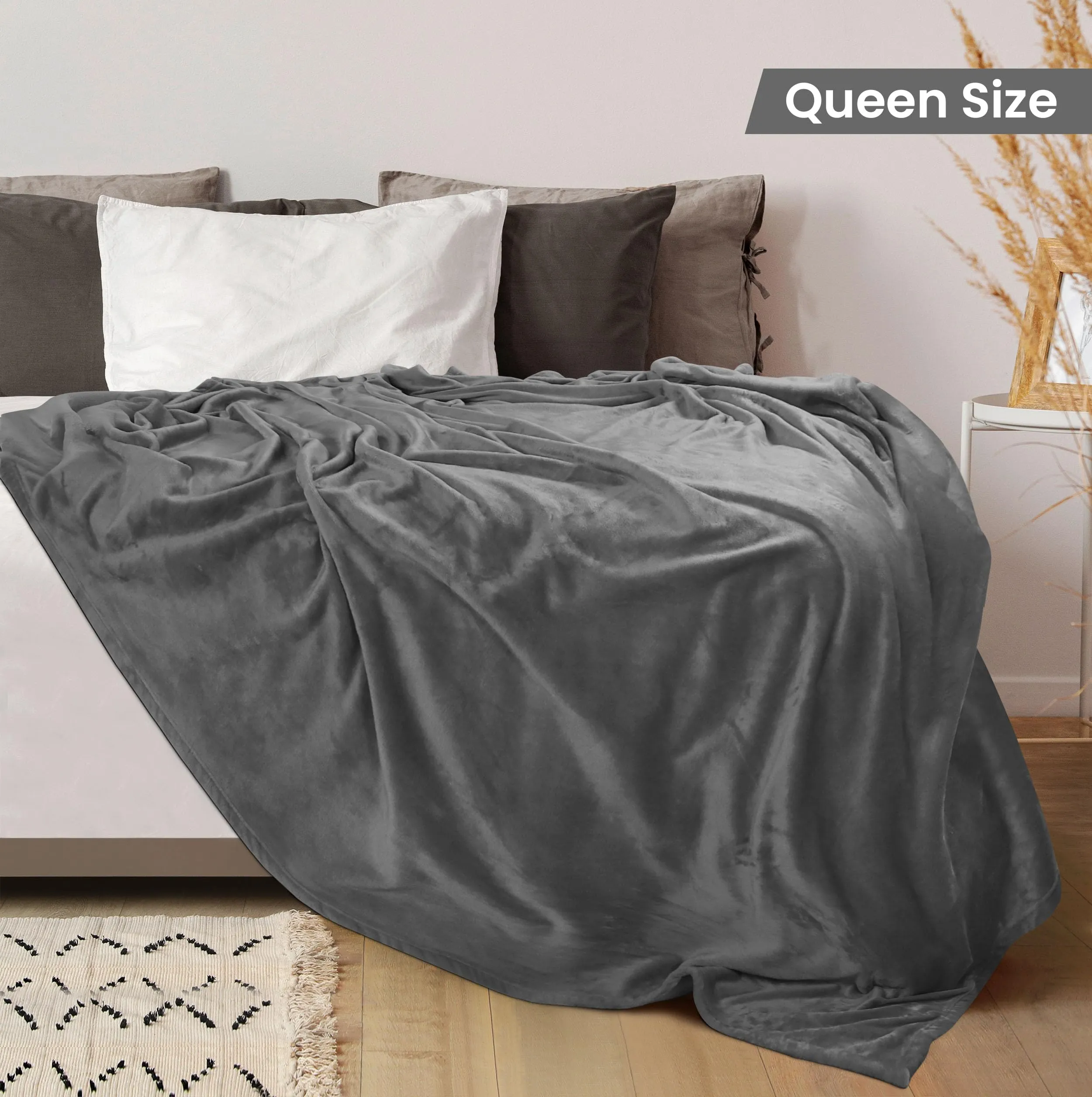 Utopia Bedding Fleece Blanket Queen Size Grey Luxury Bed Blanket Fuzzy Soft Blanket Microfiber