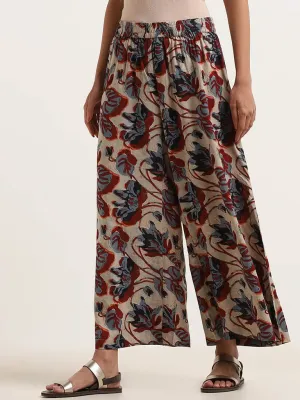 Utsa Beige Printed Palazzos