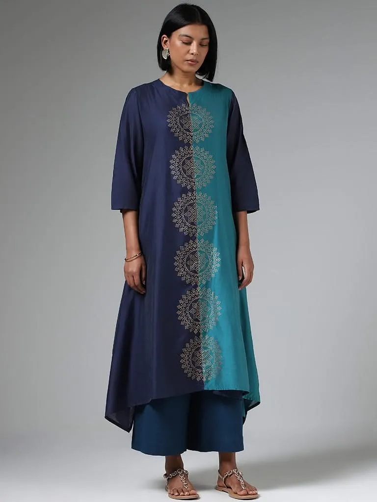 Utsa Blue Bandhani Printed Kurta with Inner