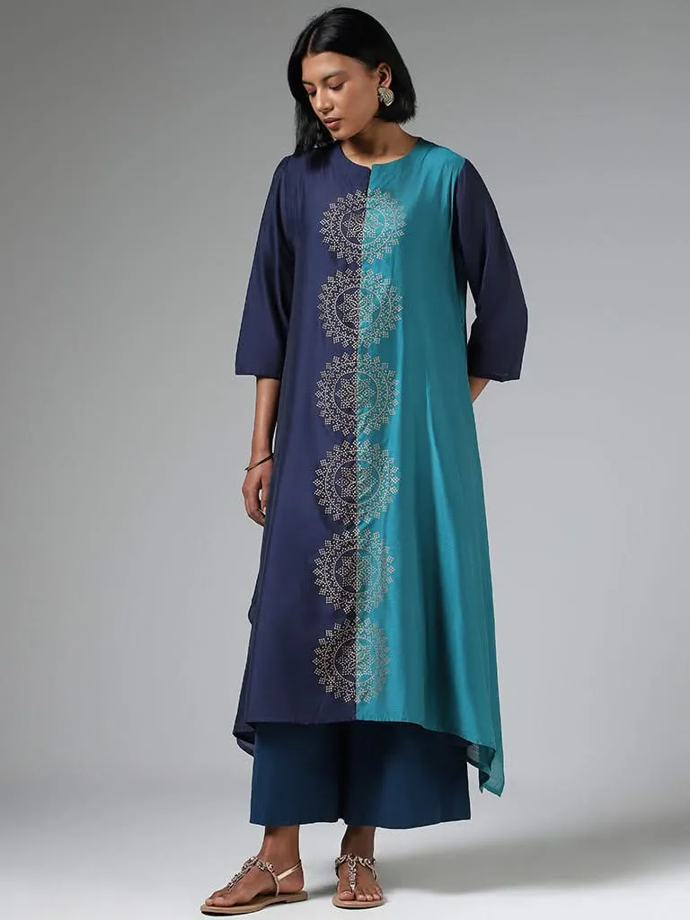 Utsa Blue Bandhani Printed Kurta with Inner