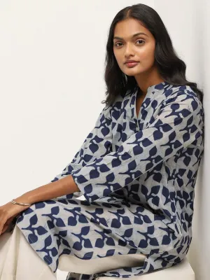 Utsa Blue Printed Kurta