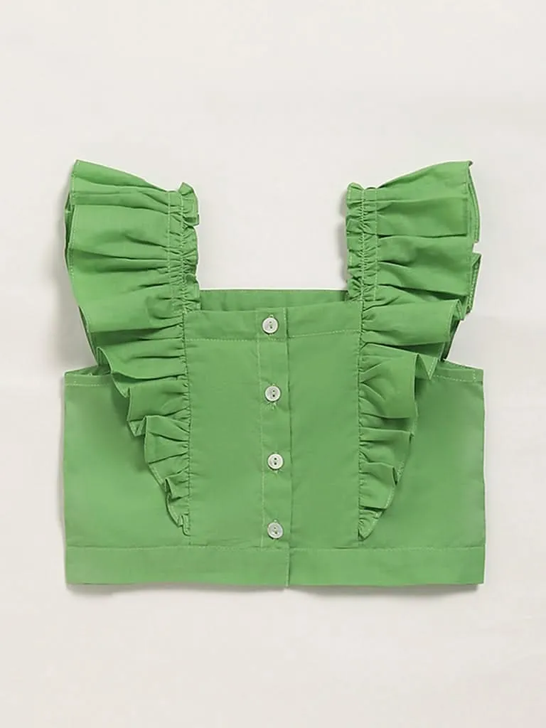 Utsa Kids Embroidered Green Blouse (2 - 8yrs)