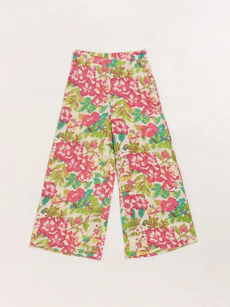 Utsa Kids Multicolor Printed Palazzos (8 -14yrs)