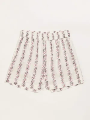 Utsa Kids Off-White Ditsy Floral Cotton Shorts (8 -14yrs)