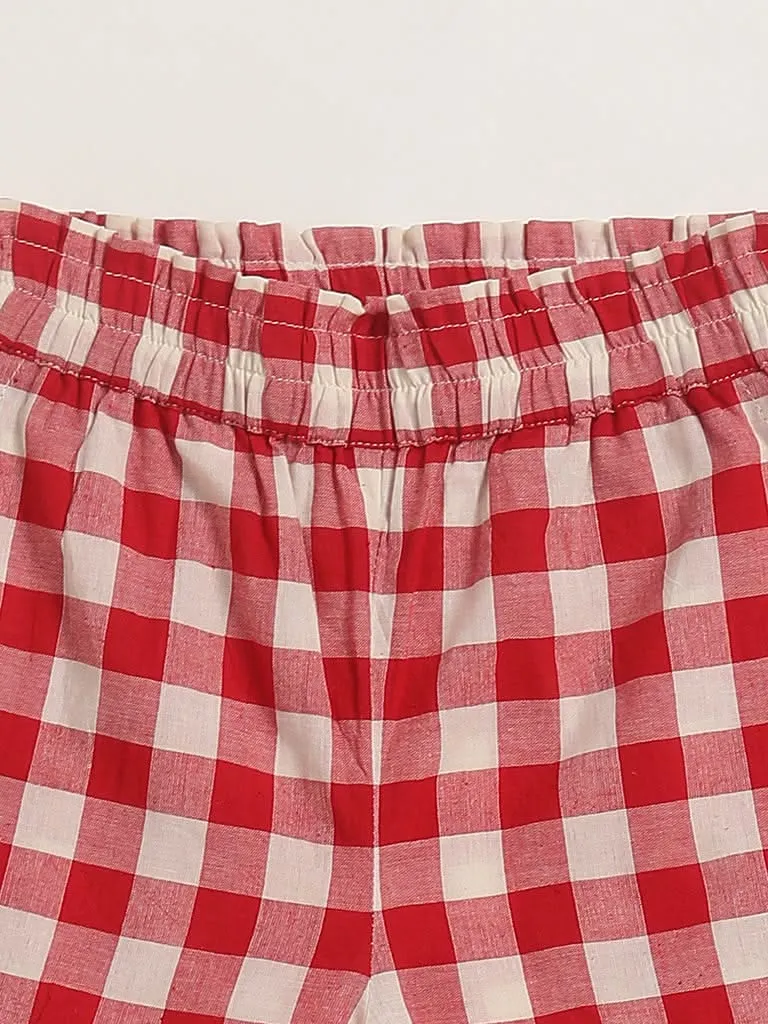 Utsa Kids Red Checked Palazzos (2 - 8yrs)