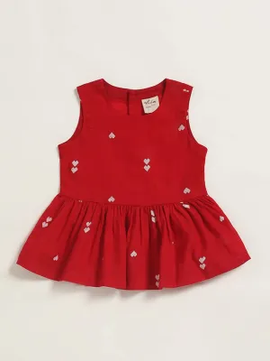 Utsa Kids Red Heart Printed A-Line Top (2 - 8yrs)