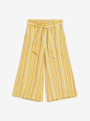 Utsa Kids Yellow Striped Palazzos