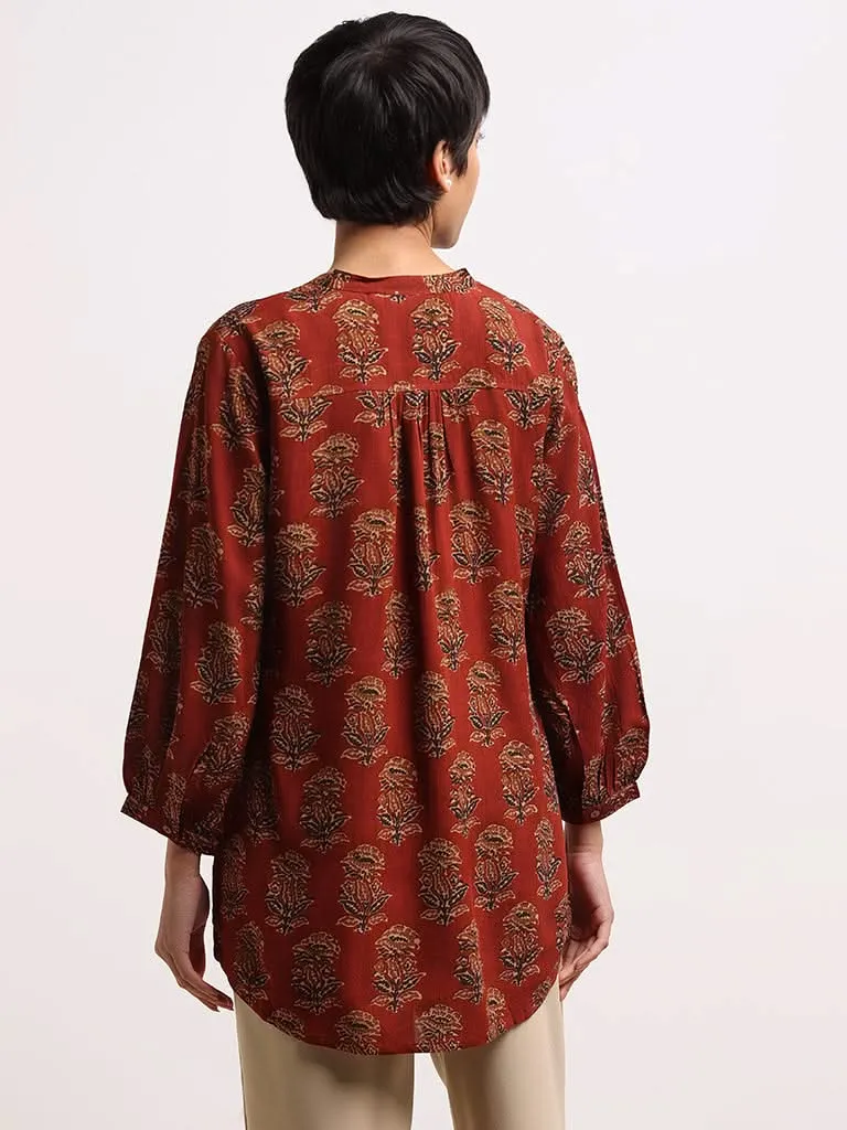 Utsa Maroon Button-Down Kurti