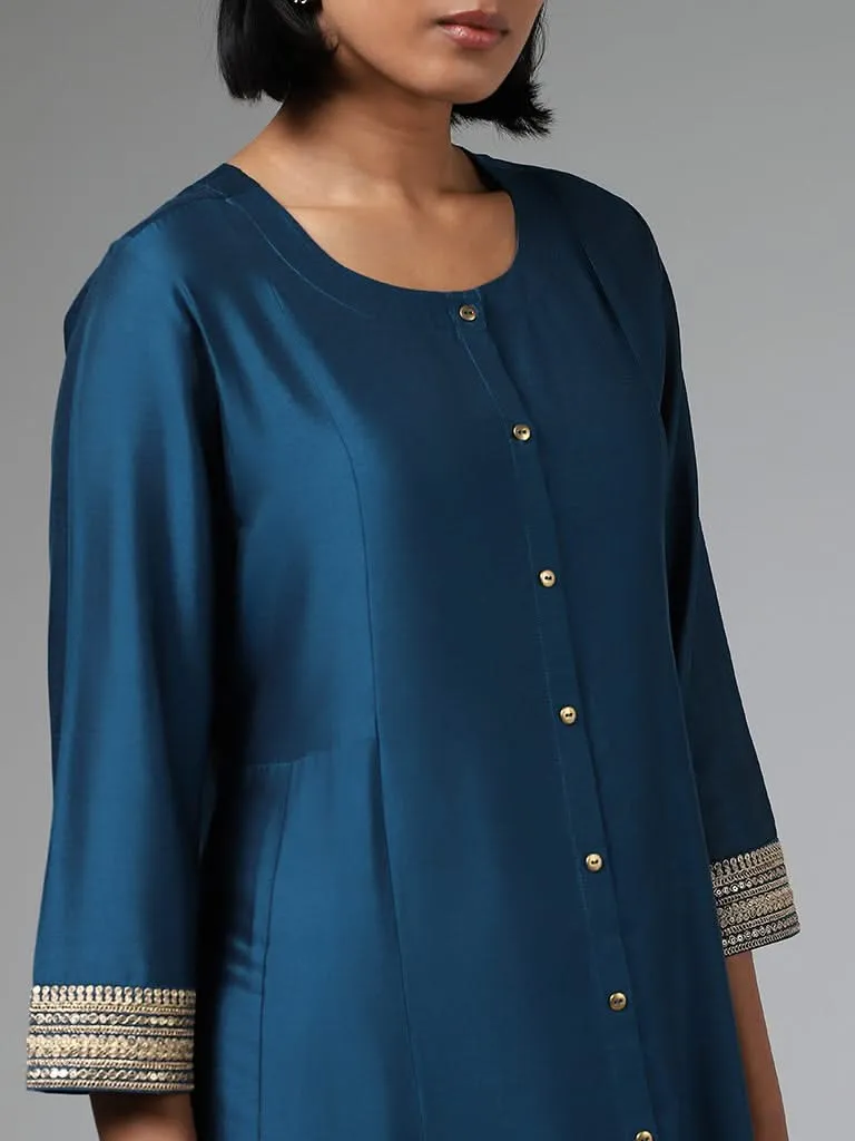 Utsa Plain Blue A-Line Kurta