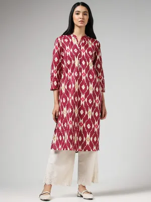 Utsa Printed Magenta Straight Kurta