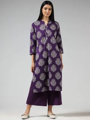 Utsa Purple Bandhani Printed Cotton Kurta