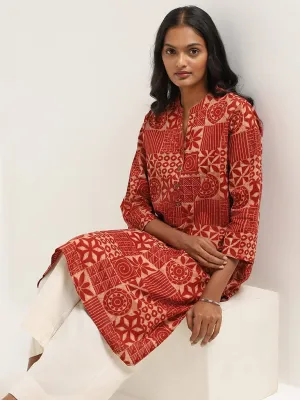 Utsa Red Printed Kurta